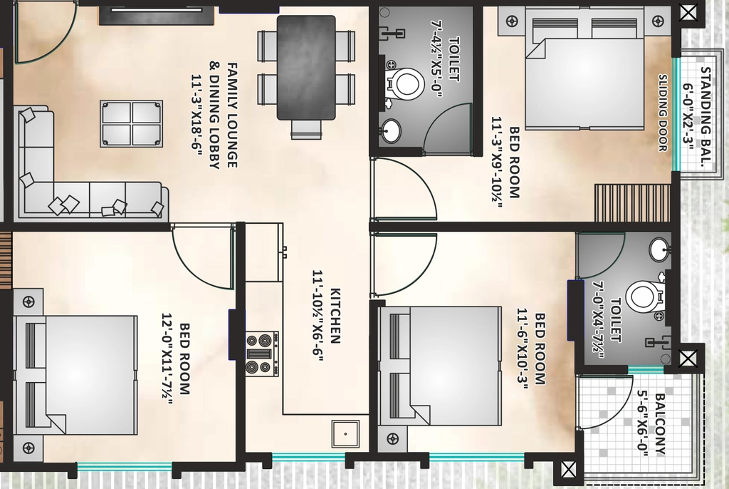 3 BHK Flat in Shree SB Heights 3 in Mansarovar, Jaipur - Image 922994