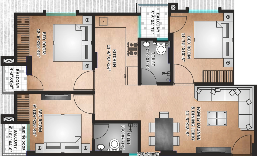 3 BHK Flat in Shree SB Heights 3 in Mansarovar, Jaipur - Image 922995