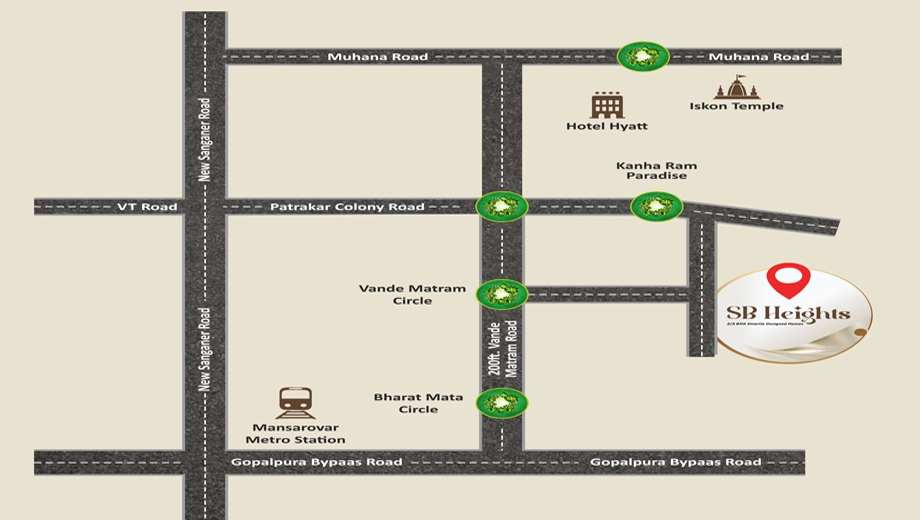 Location of Shree SB Heights 3 in Mansarovar, Jaipur - Image 414178