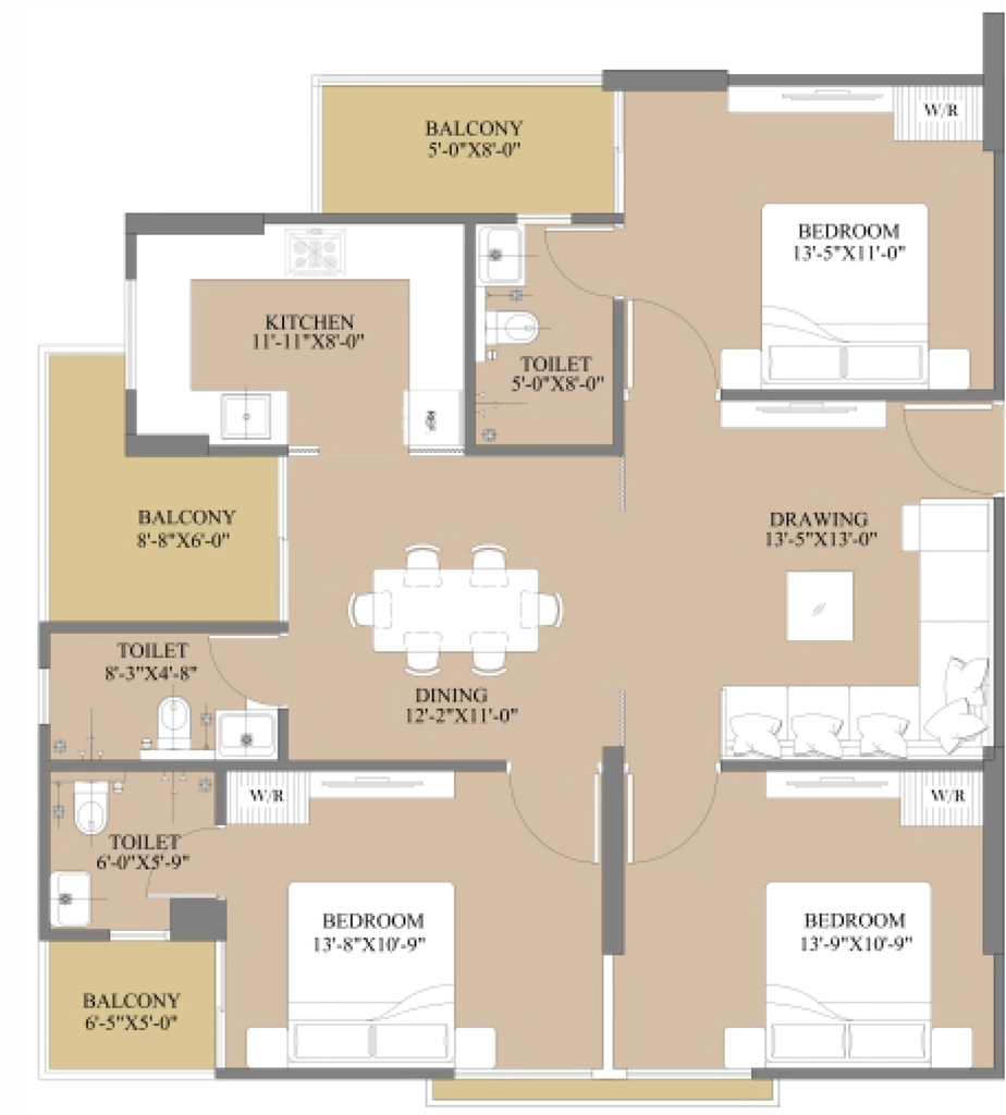 3 BHK Flat in Unicorn The Status in Jagatpura, Jaipur - Image 923003