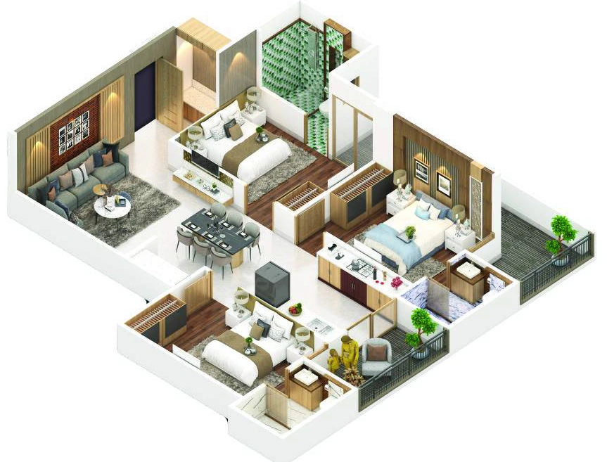 3 BHK Flat in Viaan Radiance in Vaishali Nagar, Jaipur - Image 923005