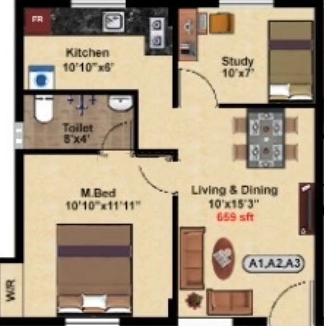 1.5 BHK Flat in Stepsstone Vatsa 4 AVM in Kattupakkam, Chennai - Image 923023