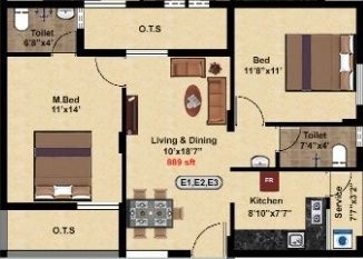 2 BHK Flat in Stepsstone Vatsa 4 AVM in Kattupakkam, Chennai - Image 923025