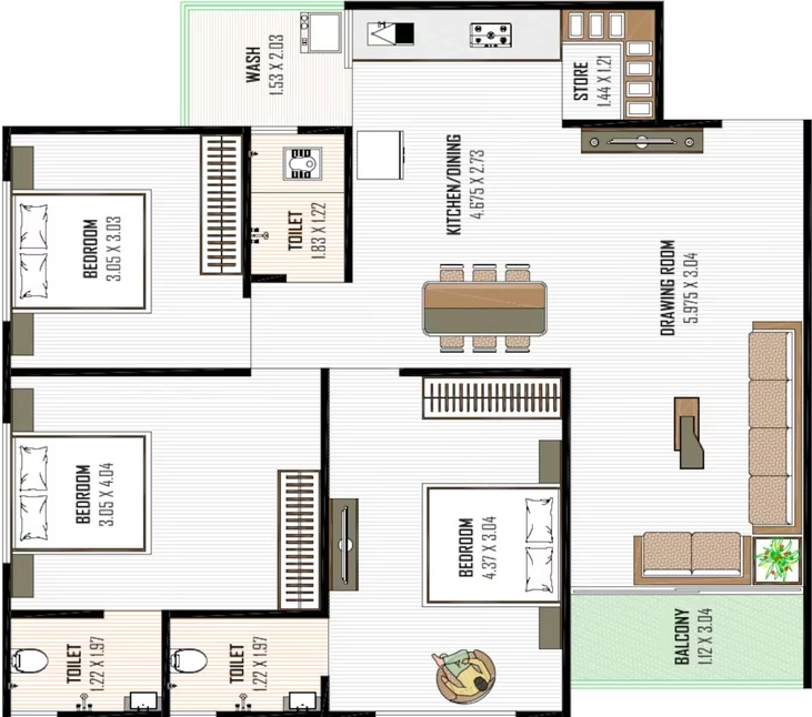 3 BHK Flat in Balaji Sky Harmony in Vastral, Ahmedabad - Image 923046