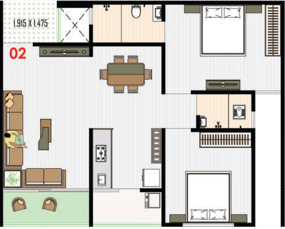2 BHK Flat in Gokulesh Sudama Avenue in Nana Chiloda, Ahmedabad - Image 923059