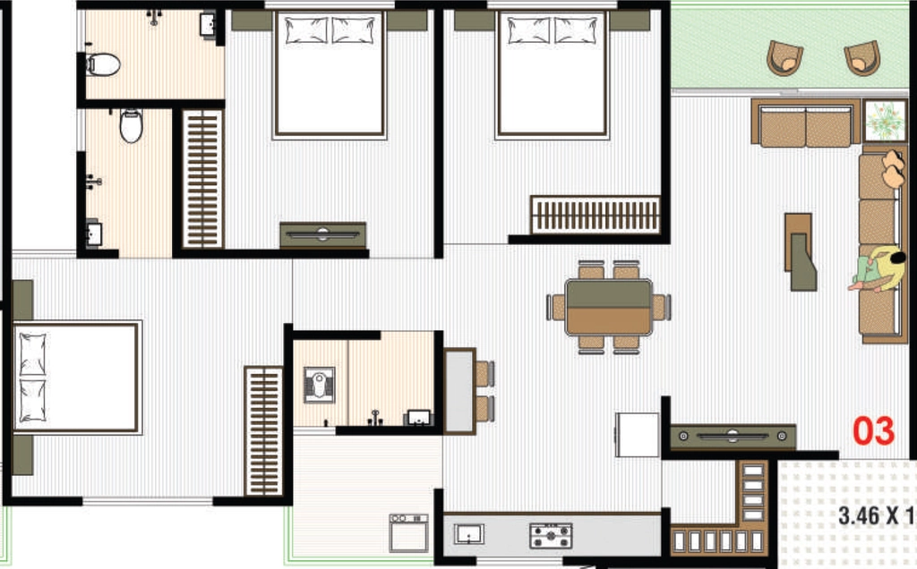 3 BHK Flat in Gokulesh Sudama Avenue in Nana Chiloda, Ahmedabad - Image 923060