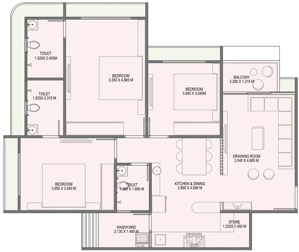 3 BHK Flat in Mangal Murti Magnate Pearl in New Ranip, Ahmedabad - Image 923078