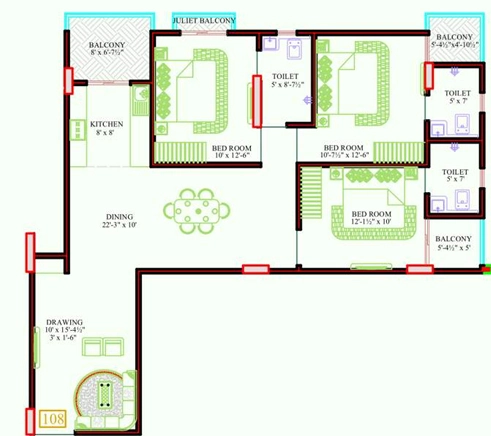 3 BHK Flat in Krishna Gulmohar Mansion in Mansarovar, Jaipur - Image 923103