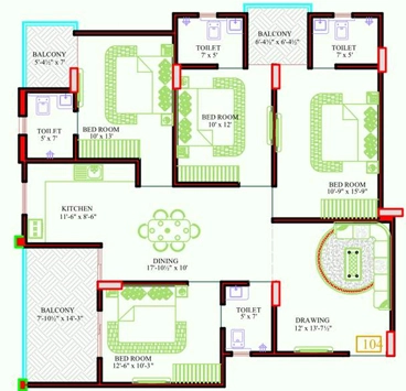 4 BHK Flat in Krishna Gulmohar Mansion in Mansarovar, Jaipur - Image 923105