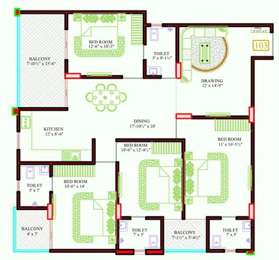 4 BHK Flat in Krishna Gulmohar Mansion in Mansarovar, Jaipur - Image 923106