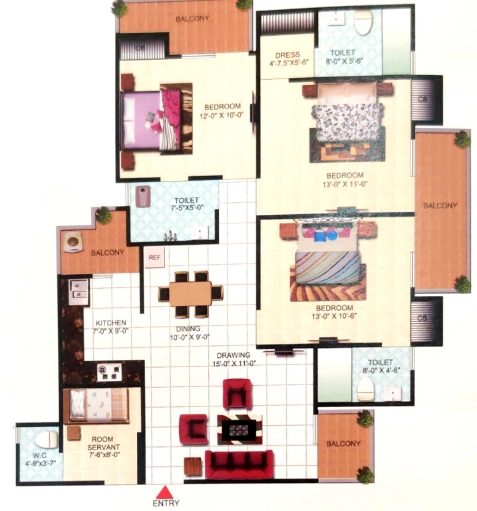 3 BHK Flat in Sanchar Nest Palm Heights in Wave City, Ghaziabad - Image 923119