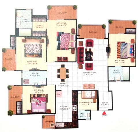 4 BHK Flat in Sanchar Nest Palm Heights in Wave City, Ghaziabad - Image 923120