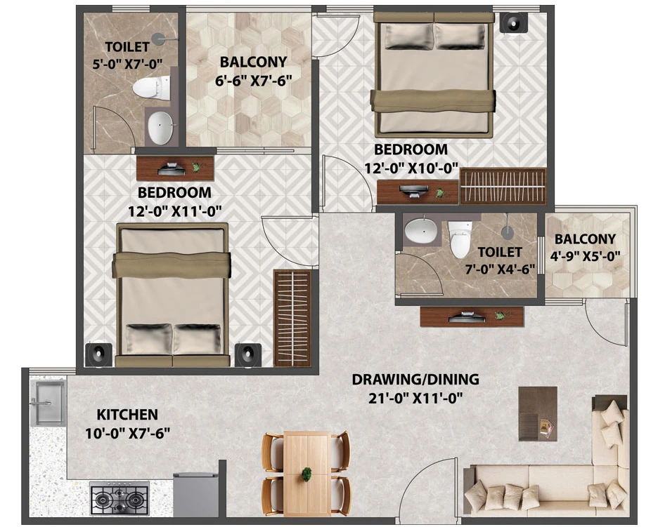 2 BHK Builder Floor in Auric Aqua Homes in Sanganer, Jaipur - Image 923140