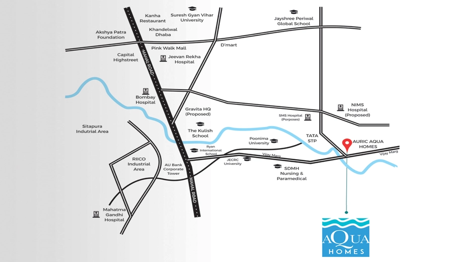 Location of Auric Aqua Homes in Sanganer, Jaipur - Image 414540