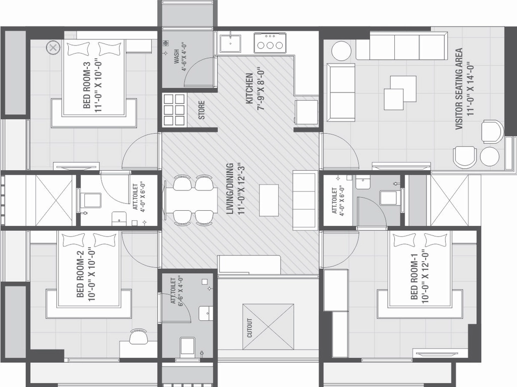 3 BHK Flat in Nirgun Rise in Bopal, Ahmedabad - Image 923167