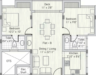 2 BHK Flat in Bhoomi White Rose in Thoraipakkam, Chennai - Image 923168