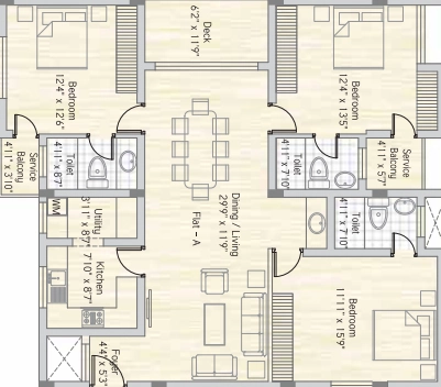 3 BHK Flat in Bhoomi White Rose in Thoraipakkam, Chennai - Image 923172