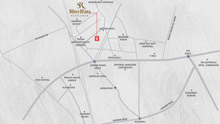 Location of Prabhu Shree Rang Elegance in Nava Vadaj, Ahmedabad - Image 414631