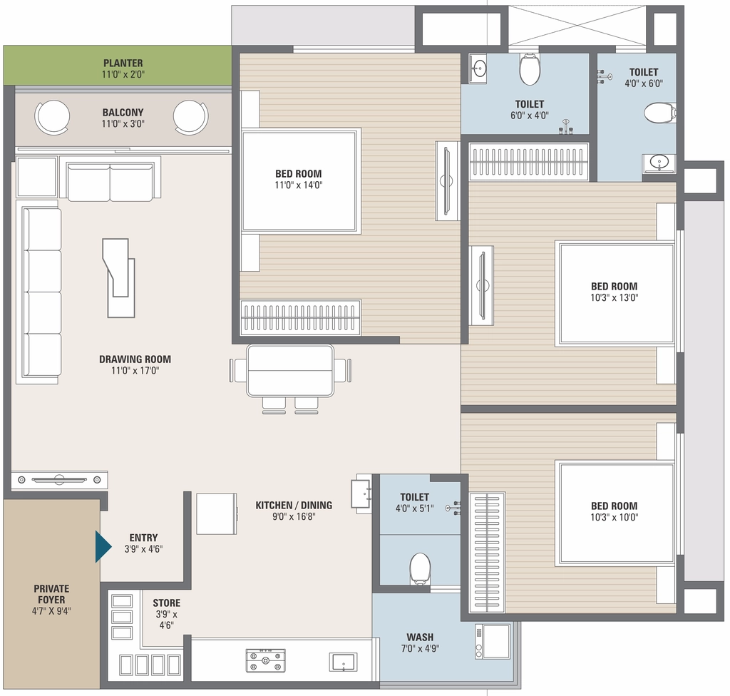 3 BHK Flat in Satyagrah The Atlantis in Zundal, Ahmedabad - Image 923212