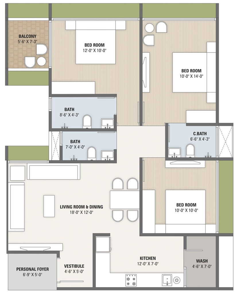 3 BHK Flat in Pavansut Kesari 28 in Zundal, Ahmedabad - Image 923222