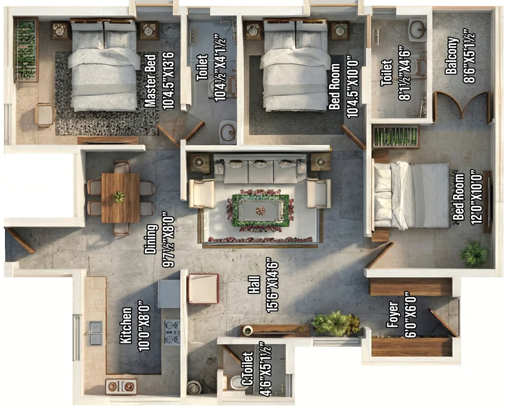 3 BHK Flat in VIP Elegant Elncalve in Kalapatti, Coimbatore - Image 923224