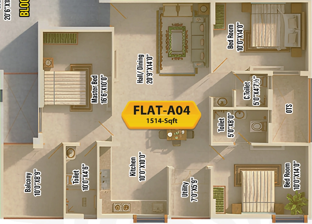 3 BHK Flat in VIP Elegant Elncalve in Kalapatti, Coimbatore - Image 923226