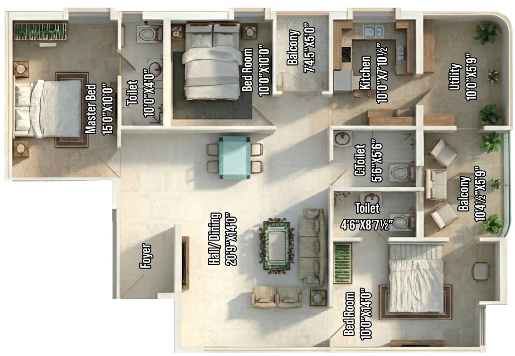 3 BHK Flat in VIP Elegant Elncalve in Kalapatti, Coimbatore - Image 923227