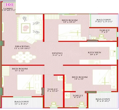 3 BHK Flat in JB Prime in Sirsi Road, Jaipur - Image 923279