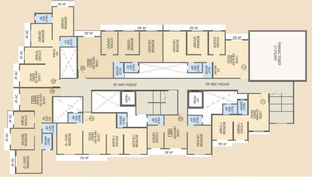 Floor Plan of Tania Mona Tower in Vasai West, Palghar - Image 414977