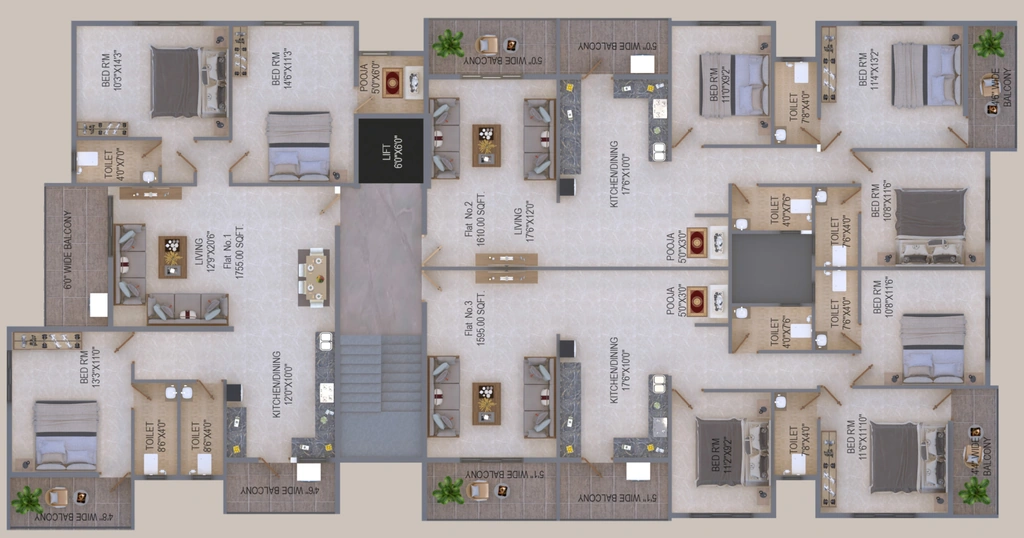 Floor Plan of Shyam Aura in Hirawadi, Nashik - Image 414983