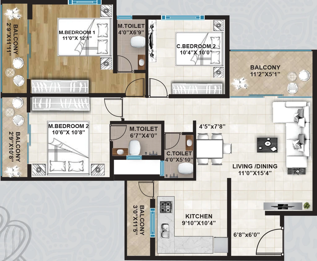 3 BHK Flat in Shyam Ornate in Wadala Gaon, Nashik - Image 923321