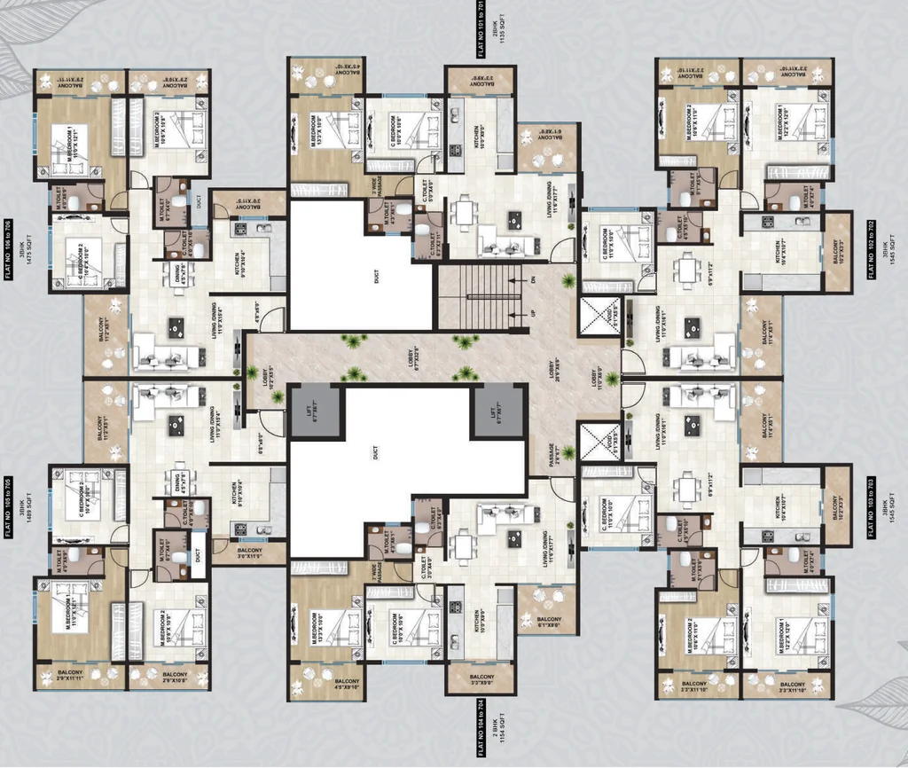 Floor Plan of Shyam Ornate in Wadala Gaon, Nashik - Image 415002