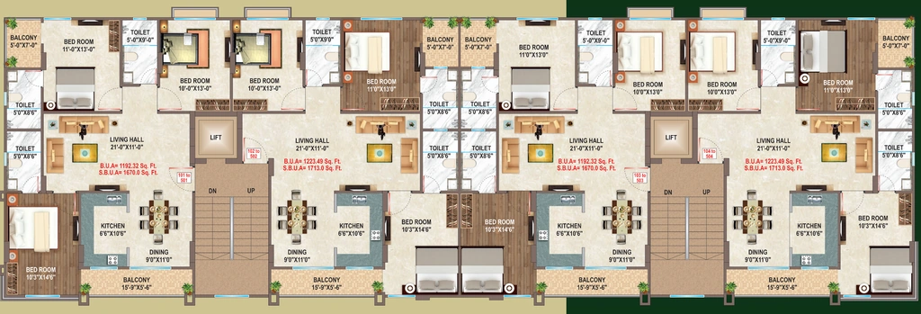 Floor Plan of Siddhi Park View in Narayan Vihar, Jaipur - Image 415047