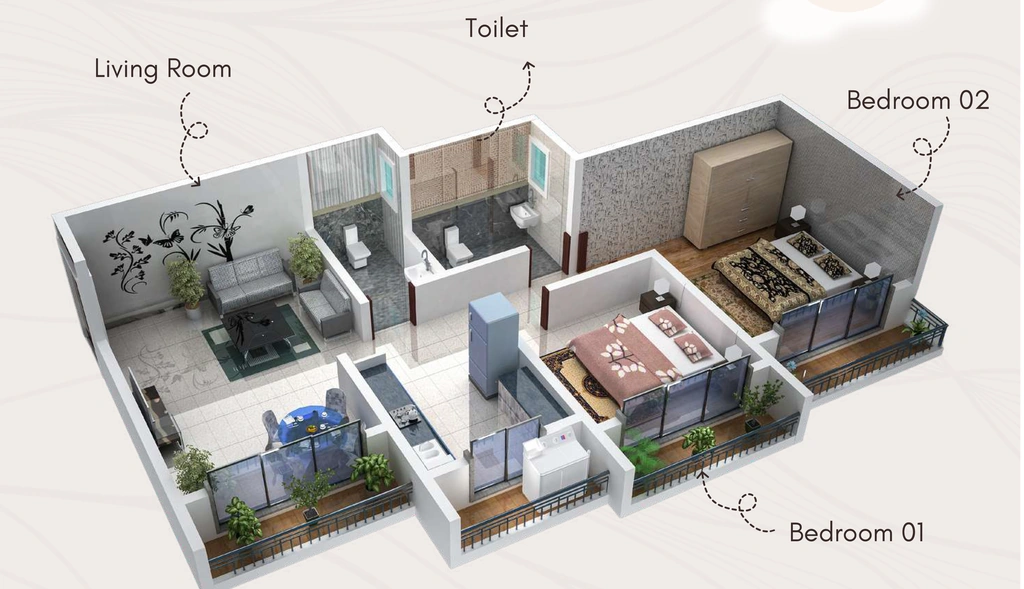 2 BHK Flat in Shree Queens Tower in Vasai East, Palghar - Image 923337