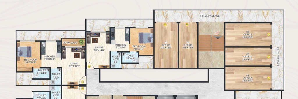 Floor Plan of Commercial Shree Queens Tower in Vasai East, Palghar - Image 415068