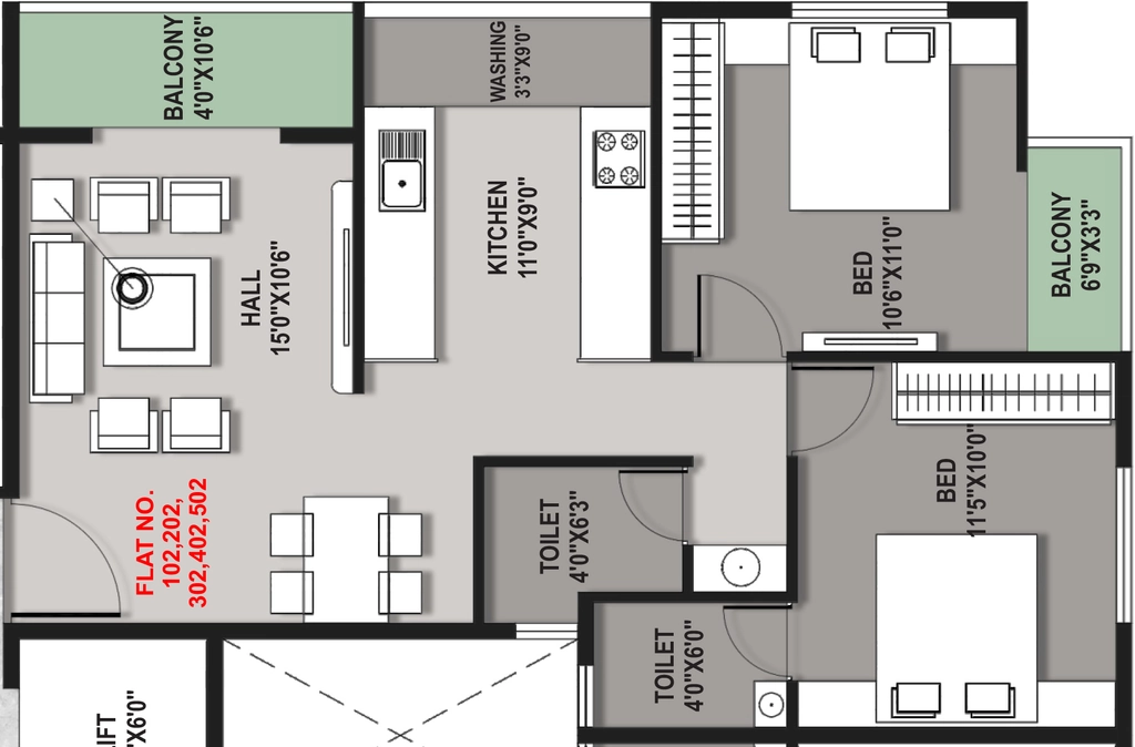 2 BHK Flat in Raviraj Sneha Annex in Indira Nagar, Nashik - Image 923344