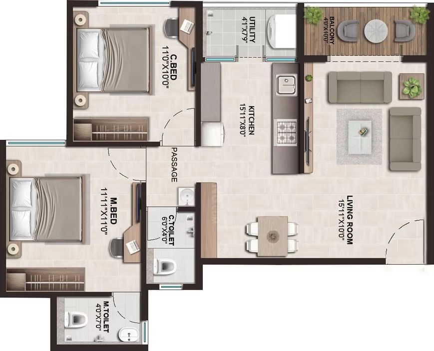 2 BHK Flat in Shyam Ananta in Indira Nagar, Nashik - Image 923357