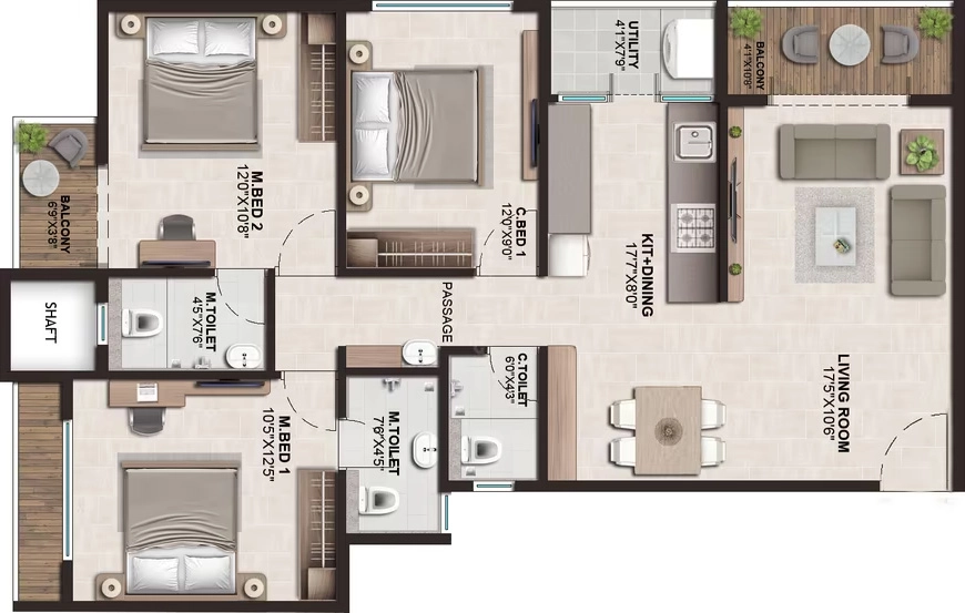 3 BHK Flat in Shyam Ananta in Indira Nagar, Nashik - Image 923359