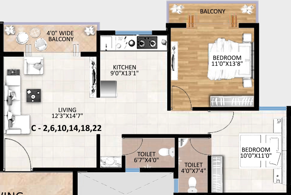 2 BHK Flat in Shyam Gloria in Wadala Gaon, Nashik - Image 923361