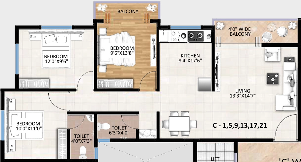 3 BHK Flat in Shyam Gloria in Wadala Gaon, Nashik - Image 923362