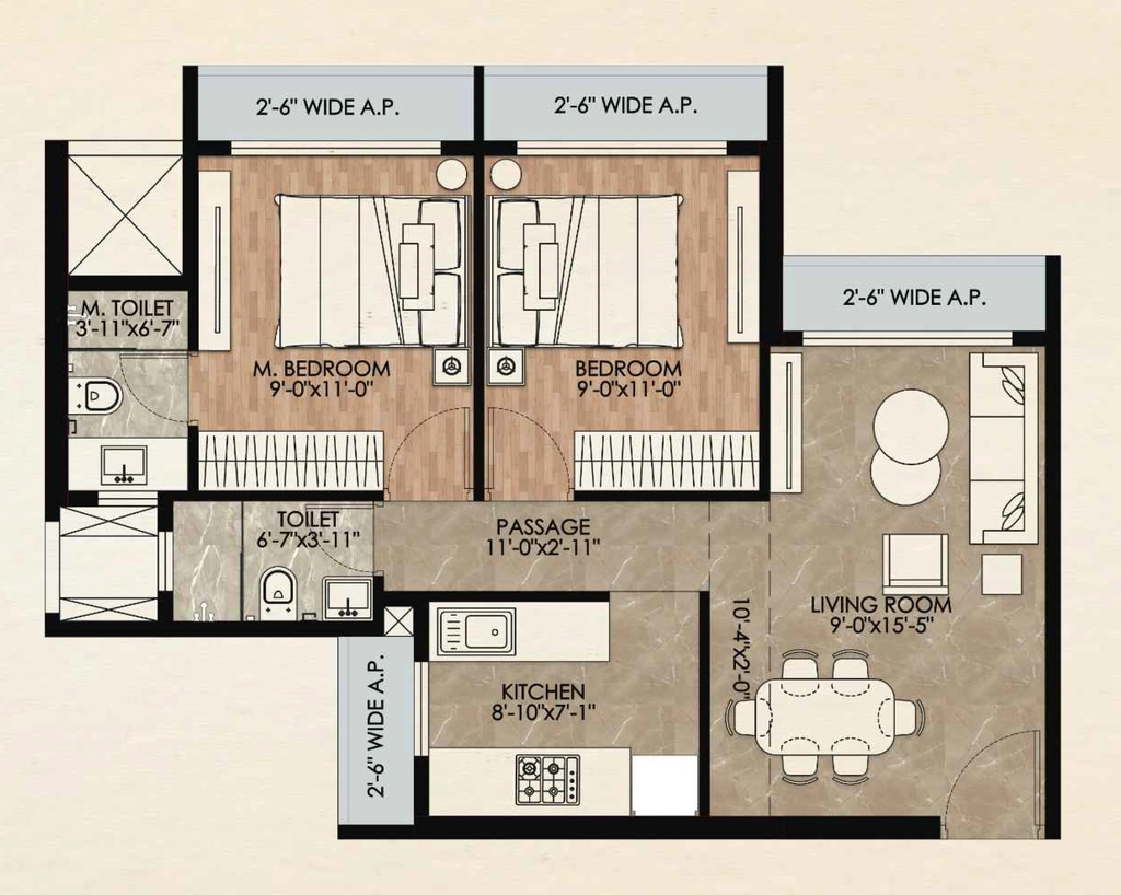 2 BHK Flat in DGS Sheetal Yash in Naigaon West, Palghar - Image 923497