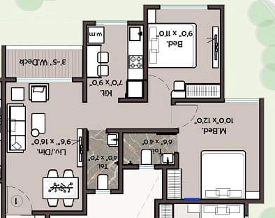 2 BHK Flat in Decent Life Space 2 in Palghar, Palghar - Image 923493