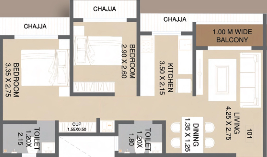 2 BHK Flat in Decent Cielo in Palghar, Palghar - Image 923468