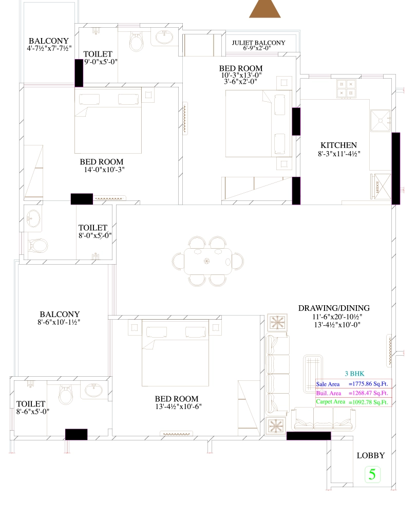 3 BHK Flat in Shri Mahakal Shivam Magnus in Jagatpura, Jaipur - Image 923394