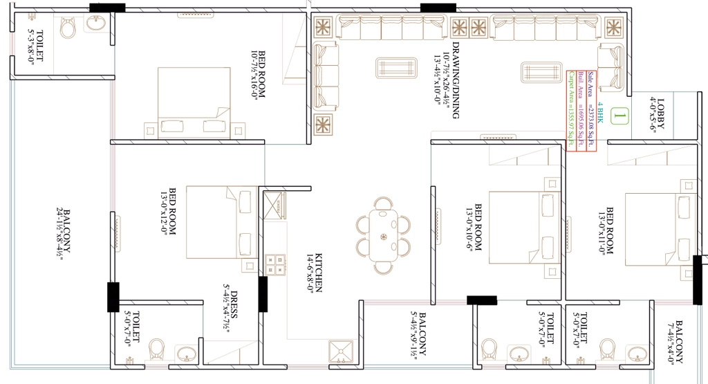 4 BHK Flat in Shri Mahakal Shivam Magnus in Jagatpura, Jaipur - Image 923395
