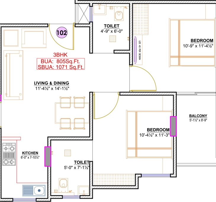 3 BHK Flat in Mahadev Samridhi Ashiyana 4 in Jagatpura, Jaipur - Image 923402