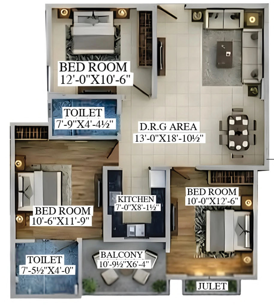 3 BHK Flat in VD Sky Crown in Gandhi Path, Jaipur - Image 923406