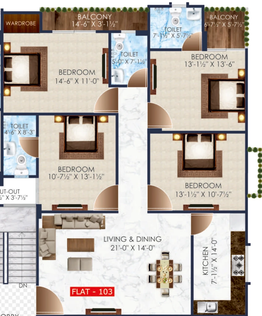 3 BHK Flat in Vinayak Crystal Heights in Mansarovar, Jaipur - Image 923408