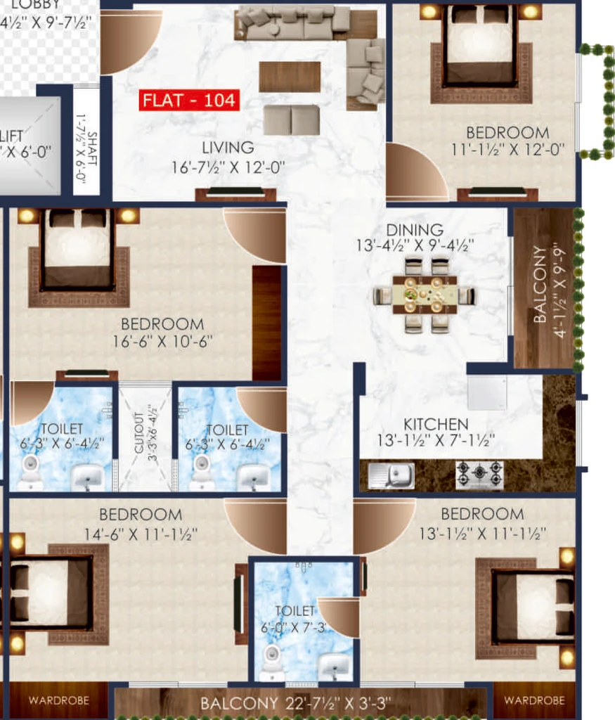 4 BHK Flat in Vinayak Crystal Heights in Mansarovar, Jaipur - Image 923409
