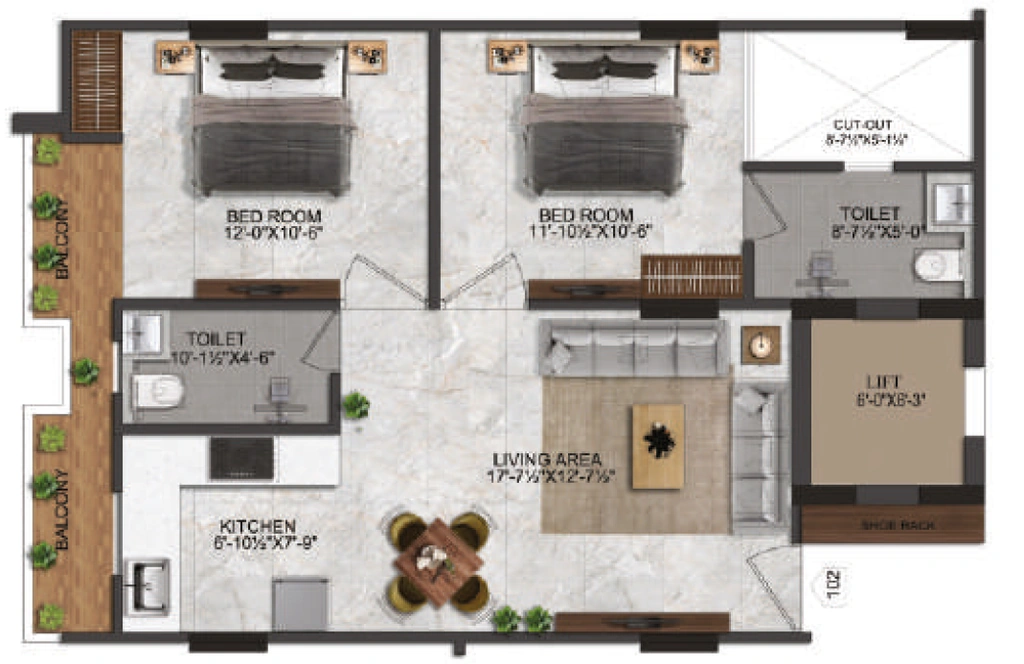 2 BHK Flat in Tejas Elesto B in Narayan Vihar, Jaipur - Image 923411